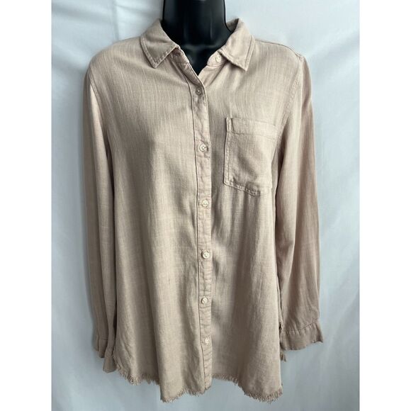 Thread & Supply NWT Day Drifter Tunic in Soft Beige Pink Button Front Raw Hem S - Picture 1 of 12